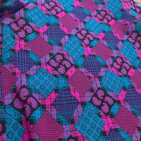 Vintage Sweater Blazer Size 12 70s 80s Funky Paisley Diamond Open Front Jacket - Picture 14 of 14